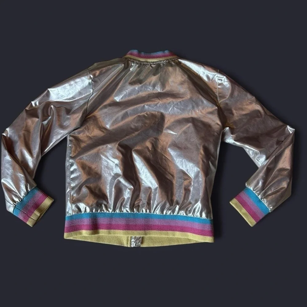 Trolls Girls World Tour Metallic Patchwork Bomber Jacket size 6